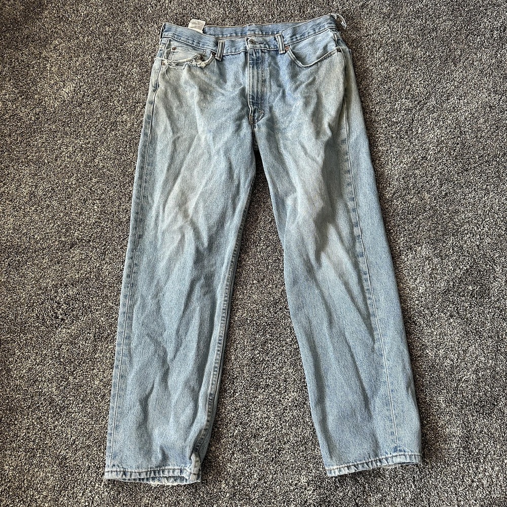 Levi's 550 Jeans Mens 36x32 Light Wash‎ Blue Relaxed Fit Tapered Leg Zip Fly
